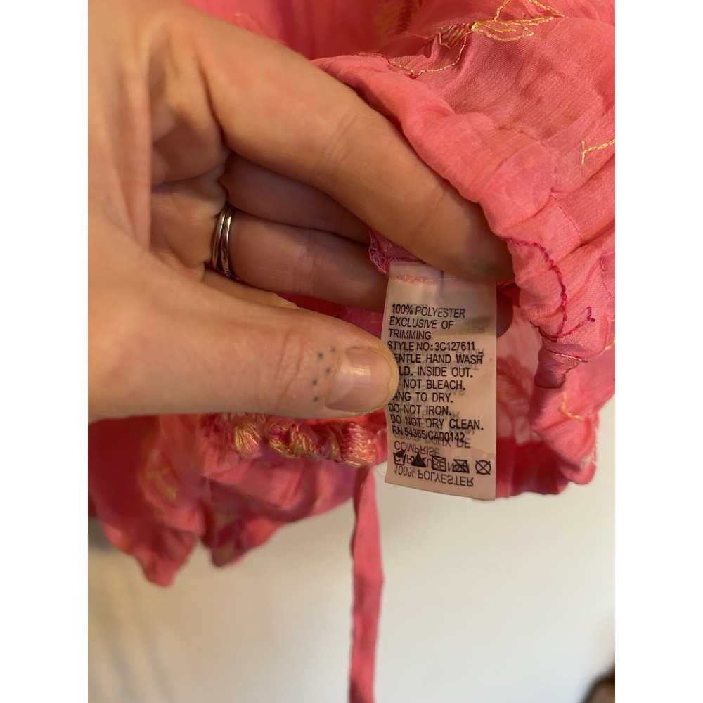 Vintage Y2K Peter Nygard Off Shoulder Pink Top Floral Embroidered Fairy Dainty L - Picture 7 of 7